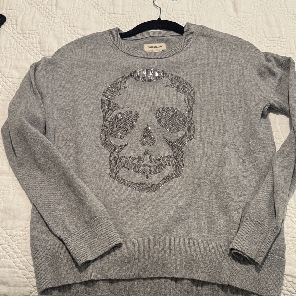 Zadig & Voltaire Gray Skull Crewneck Sweater